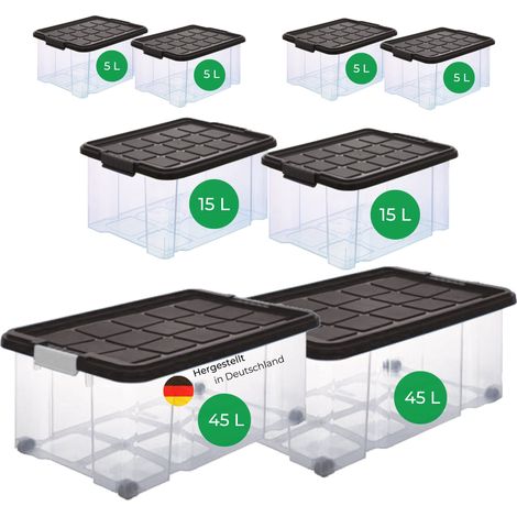 Novatool Aufbewahrungsbox  Aufbewahrungsbox mit Deckel 2x45 L + 2x 15L + 4x 5L (1/5)