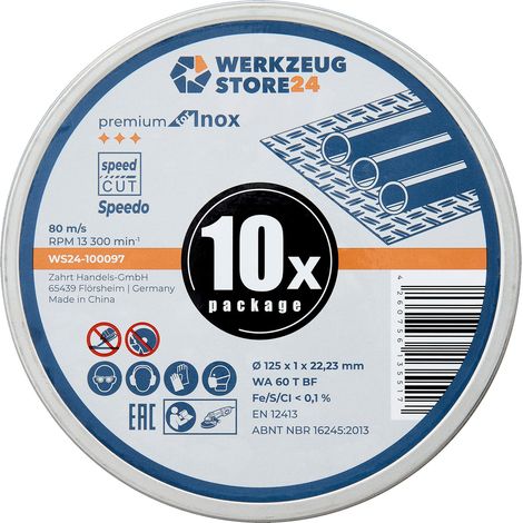 WS24 10x disque à tronçonner spécial 125 x 1 x 22 FastCut Inox en boîte métallique - WS24-100097