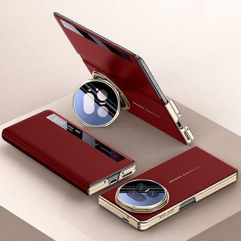 Étui Honor Magic V5 5G - Fenêtre Smart View, étui en cuir avec support pour objectif en métal