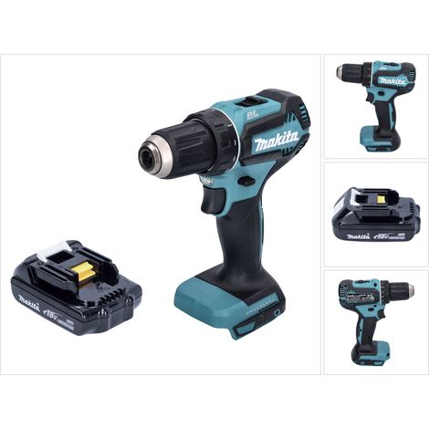 Taladro atornillador sin cable Makita DDF 485 Y1 18 V 50 Nm sin escobillas + 1x batería 1,5 Ah - sin cargador