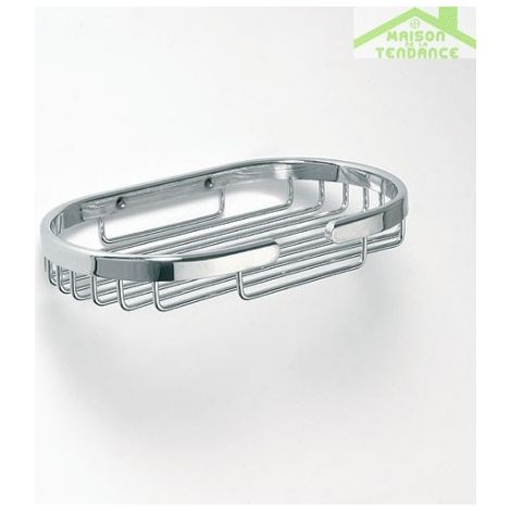 Porte-savon grille oval CYTRO en laiton chromé 11,5x20x3 cm (1/2)