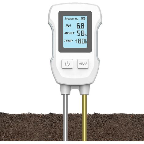Bodenmessgerät, 3-in-1-Digital-Bodenfeuchtemessgerät mit pH-Wert/Feuchtigkeit/Temperatur für Garten, Rasen, Landwirtschaft und Zimmer-/Outdoor-Pflanzen