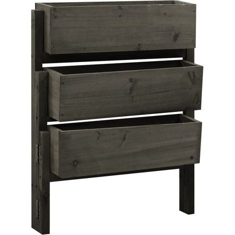 Jardinière pliable, grise, 60 x 14 x 75 cm, en bois de cèdre (1/5)