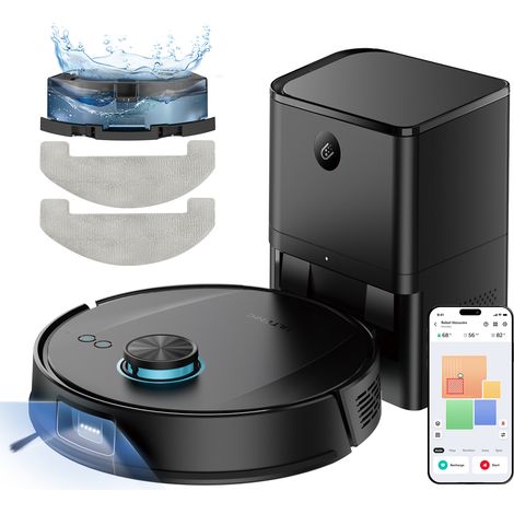 Ultenic TU20 Pro Robot Aspirador Autovaciado, Sistema Dual Láser Evita Cables, Bajos, 8000Pa, 200m², Control por Voz y App, Alexa, Google Home, Evitación Mejorada (1/5)