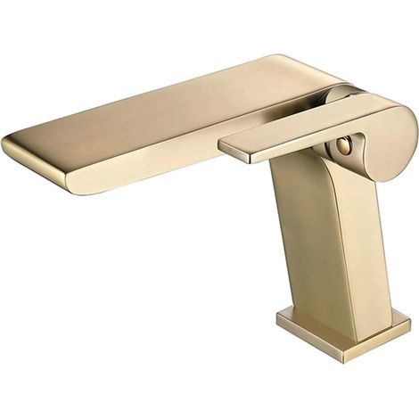 Robinet cascade pour vasque, laiton, noir, eau chaude/froide (1/5)
