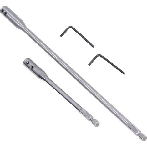 2 rallonges forets hexagonaux, acier carbone, longueur 150 mm et 300 mm, tige 1/4 pouce, pour perceuses électriques et tournevis (1/5)