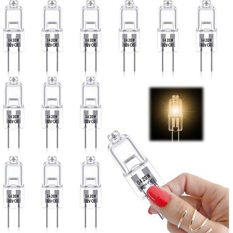 G4-Halogenlampen, 20 W, 12 V, warmweiß, dimmbar, 2-polige, klare Kapsellampen, 12er-Packung [Energieklasse G] (1/5)