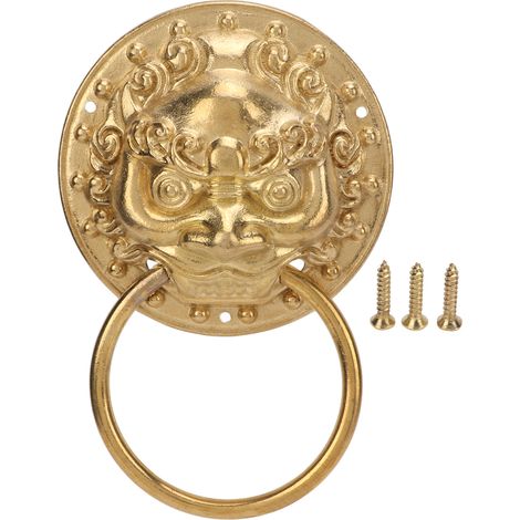 Door Knocker Chinese Style Animal Head Style Modelled Antique Brass Easy Install Corrosion Resistant Brass Door Knocker (1/5)