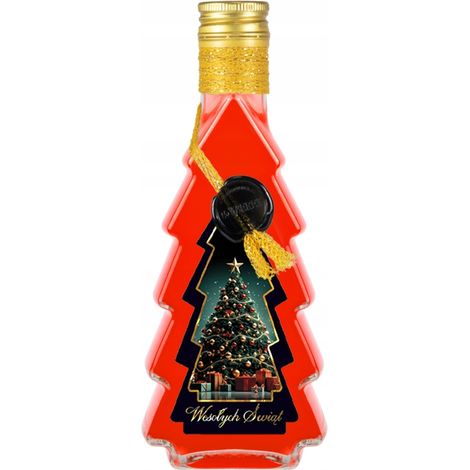 Bouteille en verre de 500 ml décorée à la main, motif sapin de Noël, idéale pour les liqueurs, le vin et les jus de fruits. (1/5)