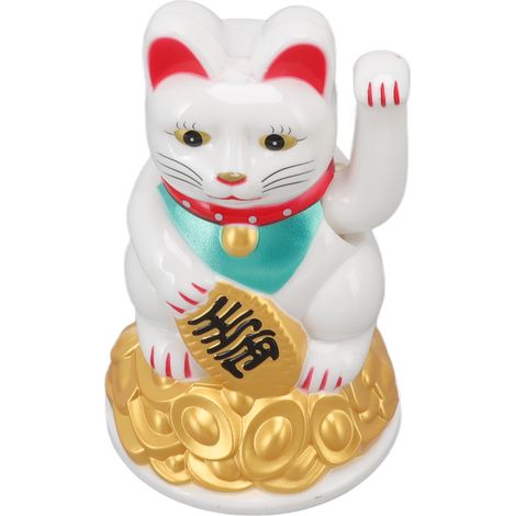Ornement Chat Porte-Bonheur, Sculpture de Chat Électrique en Plastique, Blanc 11,4 cm (4,5 po), Idéal pour la décoration intérieure et les cadeaux. Référence MLY45C (1/5)