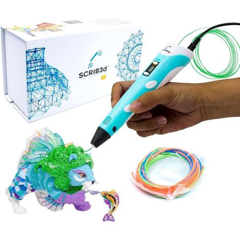 P1 Stylo 3D - Comprend un Stylo 3D, 3 Couleurs de Départ de Filament PLA, un Livre de Pochoirs + un Guide de Projet et un Adaptateur