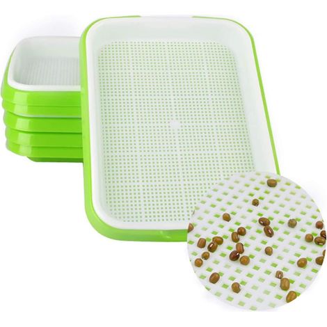 Plateau de germination pour semis, bol de germination, semoir à paille de blé, pour semis hydroponiques, durable, pour petits jardins, bureau/maison, plateau de 5 pièces (1/5)