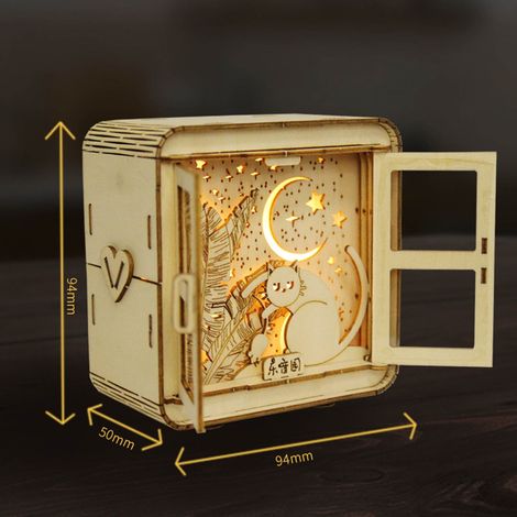 Veilleuse 3D - Lampe Projetée En Bois - Pour Chambre À Coucher - Décoration Noël - Puzzle En Bois À Monter Soi-Même - 1 Pièce (1/5)