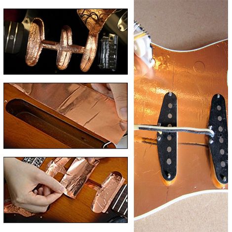 Ruban adhésif cuivre conducteur 10 pièces, 30x20cm, blindage EMI guitare, ruban cuivre unilatéral multi-usage, protection interférences, réparation électronique, isolation électrique. (1/5)