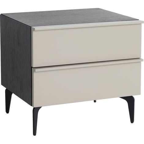 Table de chevet contemporaine bois gris et chêne avec piétement fer - Gris bois et chêne naturel (1/5)