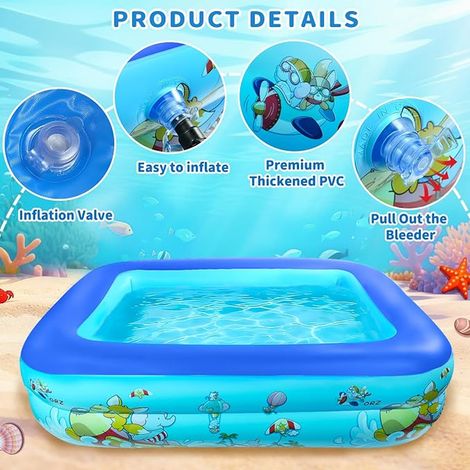 Piscine Gonflable Rectangulaire, Petite Piscine Gonflable Enfant, 120 cm Piscine Rectangulaire Enfant, Pataugeoire Gonflable Portable pour Balcon, Jardin, Plage, Intérieur et Extérieur (1/3)