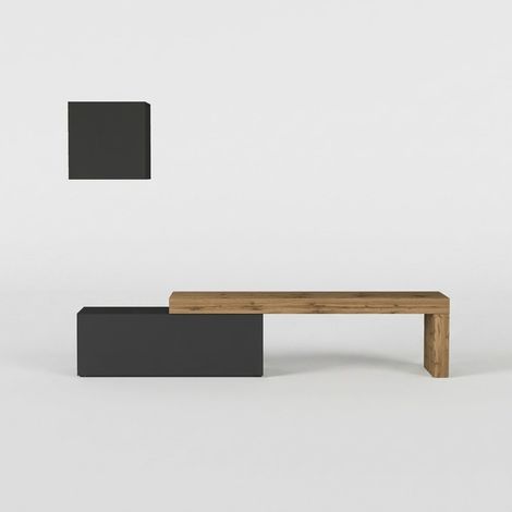 Mueble de salón con panel TV y armario colgante Myven - Antracita (1/5)