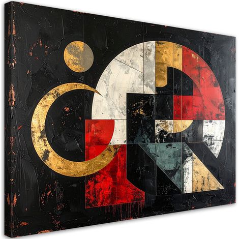 Quadro su tela, Astrazione geometrica su sfondo nero, 60x40 (1/5)