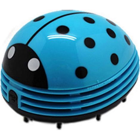 Niedlicher Marienkäfer-Mini-Tischstaubsauger, Staubfänger für Zuhause und Büro, Tischreinigungsbürste, blauer Tastaturreiniger (1/5)