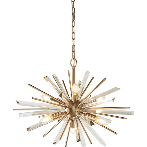 Merano Salerno Plafonnier à 6 lampes en laiton antique avec verre à champagne (1/5)