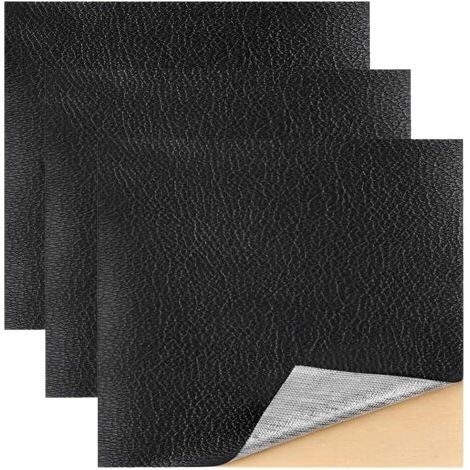 BUNTHAUS 20 x 30 cm,3 Pcs patchs autocollants en cuir synthétique Kit de réparation en cuir synthétique Noir Pour sièges de voiture canapés meubles sacs (1/5)