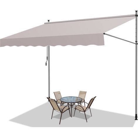 Wolketon Markise Klemmmarkise Balkonmarkise Beige mit Handkurbel ohne Bohren Sonnenschutz UV-Schutz und wasserfestund höhenverstellbar 200cm