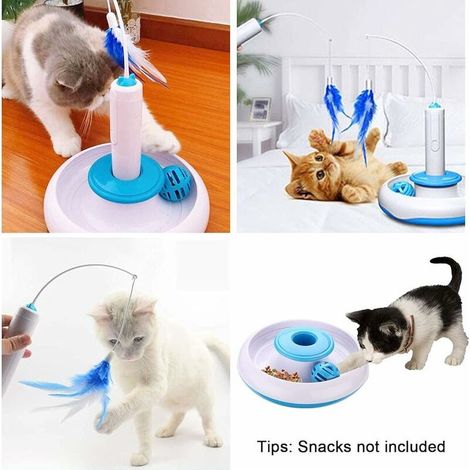 Giocattolo interattivo per gatti, da interno con piuma elettrica girevole a 360°, giocattoli e campanellino, penna gioco intelligente (piuma di ricambio inclusa) (1/5)