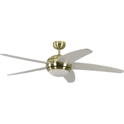 Ceiling Fan Melton Brass / White with Light and Remote