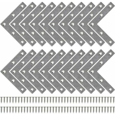 Vente chaude-Equerre de Fixation Plats Droits Support en forme de L Metalliques Equerres avec Vis pour Bois Meubles Placard Réparation Support 80 80mm 20 Pièces,de DEBUNS (1/5)