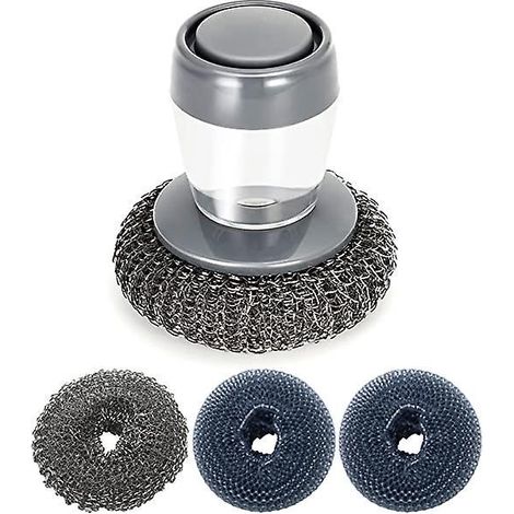 brosse Vaisselle, Brosse De Nettoyage Pour Vaisselle Avec Tte De Brosse De Rechange , Rutilisable Et Durable Pour Nettoyer Les Casseroles, Les Ta (1/5)