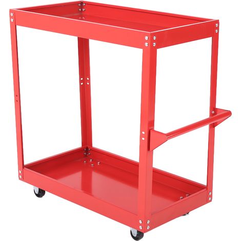 Chariot à outils de Service, chariot de rangement Mobile utilitaire roulant à 2 plateaux pour atelier de magasin de réparation automobile (1/5)