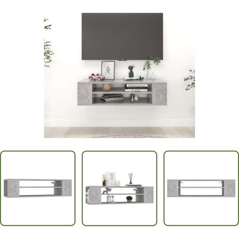 Armoire murale -  Meuble TV suspendu Gris béton 100x30x26,5 cm Bois d’ingénierie (1/5)