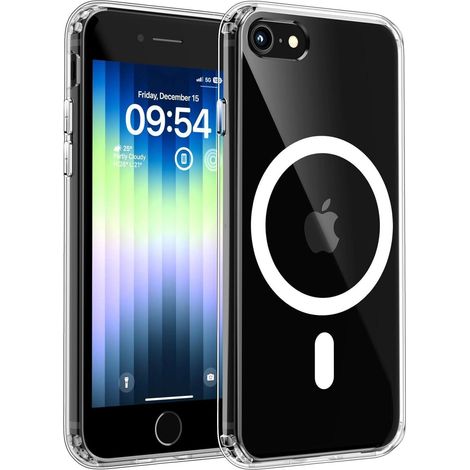 Coque magnétique transparente pour iPhone SE 3/2, 8/7, anti-chocs, anti-rayures (1/5)