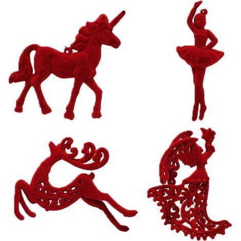 Ballerina renna unicorno angelo Addobbi natalizi decorazioni per albero di natale set da 8 rosso in velluto molto belli (1/5)