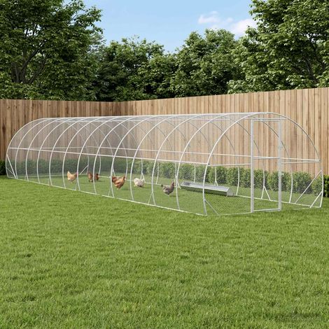 vidaXL Poulailler Argenté 1200 x 300 x 200 cm Acier galvanisé (1/5)