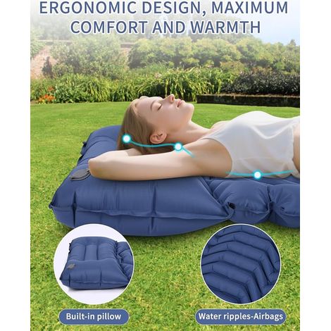 Camping Mattress Self-Inflating, Inflatable Mattress with Foot Pump, Foldable, Water Resistant Camping Mattress for Trekking, Travel, Beach (Blue) (1/3)