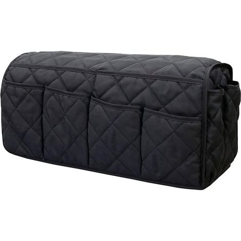 Organisateur d'accoudoir de canapé, sac de rangement inclinable antidérapant, convient pour tablette, téléphone, tablette, livre, magazines, télécommande TV, 501522 cm (noir)