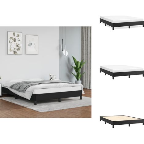 Bettgestell Schwarz 140x200 cm Kunstleder - Schlafzimmermöbel - Bettgestell - Doppelbett - Kunstlederbett - Schwarzes Bett (1/5)