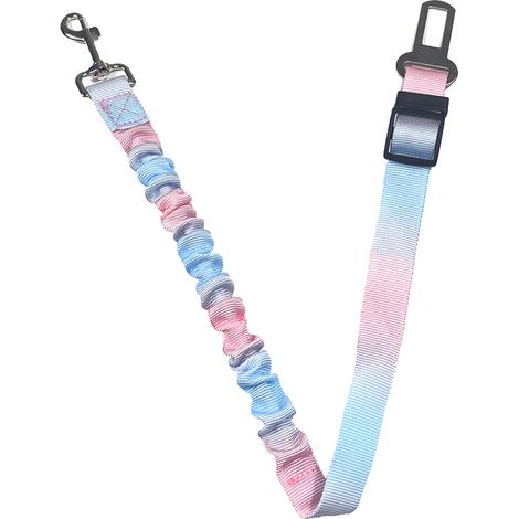 Laisse élastique rétractable pour animaux de compagnie/harnais de sécurité pour voiture/laisse pour chiens, conçue pour prévenir les morsures, dégradé rose-bleu, 65-85 cm, 65 g réglable. (1/5)