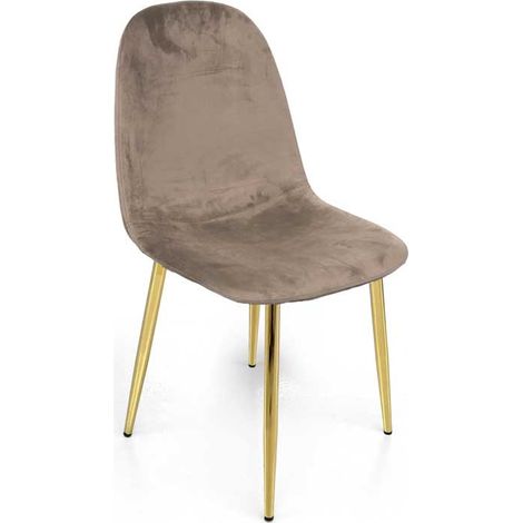 SEDIA IN VELLUTO CON GAMBE ORO 52X44X88 CM IN COLORE TORTORA