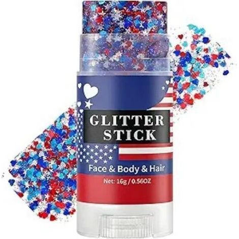 New Patriotic Face Hair Glitter Stick - July 4th Glitter Stick - 7 -