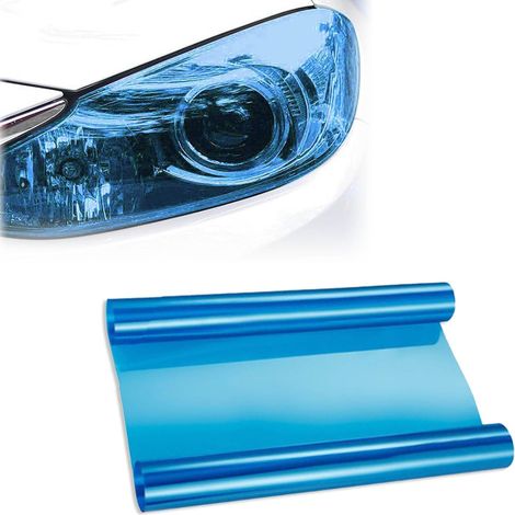 Film teinté pour phares de voiture, 30 x 120 cm,bleu  Film bleu transparent, autocollant, teinté en vinyle, film teinté pour feux arrière de voiture, feux antibrouillard (1/5)