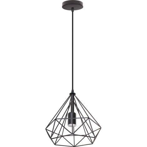 Pendelleuchte Industrielle Metall Eisen Hängelampe Höhenverstellbar für Wohnzimmer Esszimmer(Schwarz)
