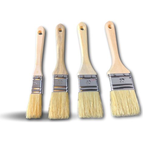 4 pinceaux plats type queue de morue  Soie synthétique  Vernir laquer lisser - Quantité x 1 - Lot 4 pinceaux (1/5)