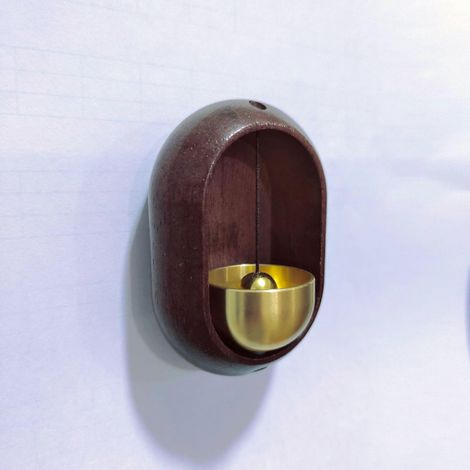Sonnette en bois pour l'ouverture de porte, carillon ovale, cloche en bois pour la maison, le bureau, un magasin, un portail, un commerce ou la décoration de jardin (1/5)