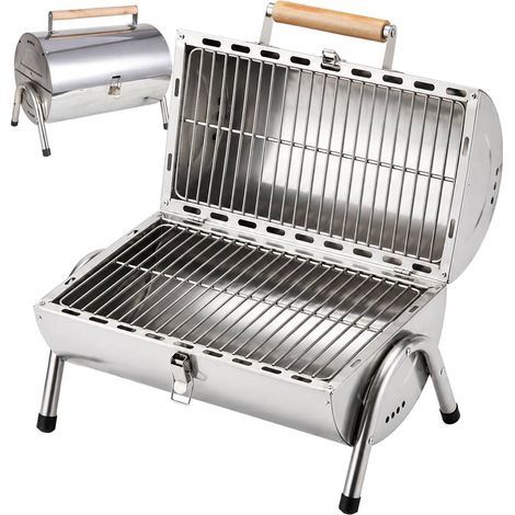 Folding stainless steel tabletop grill with 2 grates 229384357 (1/5)