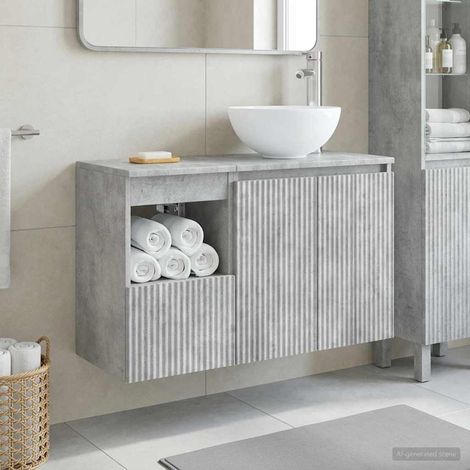 vidaXL Bathroom Furniture Set 2 pcs Concrete Grey Engineered Wood (1/5)