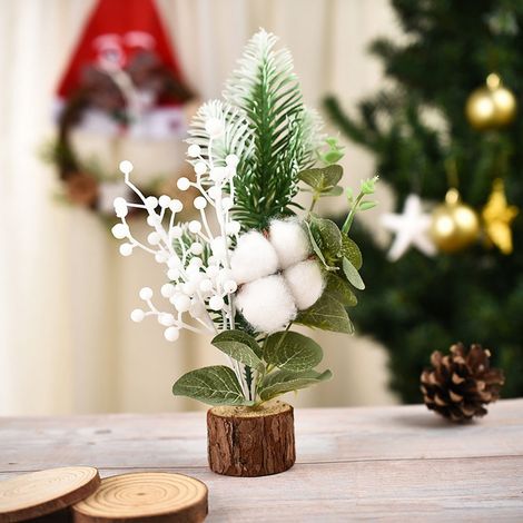 Arbre De Noël Miniature - Décoration De Table - Branches Avec Baies - Hauteur 25 Cm - Pour Bureau Étagère Cheminée Comptoir - Lot De 5 (1/5)