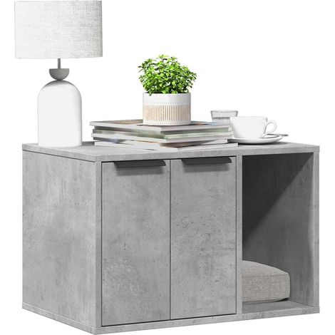 vidaXL Katzenklo Betongrau 60x40x40 cm Holzwerkstoff