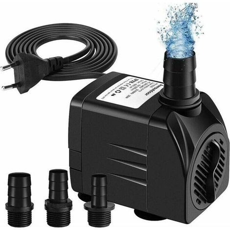 Pompe fontaine submersible 65W 3000L/h – Hauteur de levage 3 m – Débit réglable – 3 buses incluses – Niveau sonore 20-30 dB (1/4)